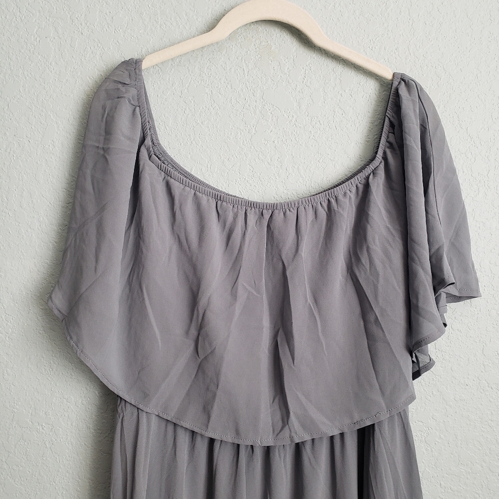 Baltic Born Dusty Blue Sonia Off Shoulder Maxi Dress - Picture 3 of 6